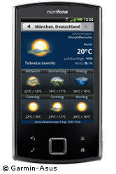 Das Garmin-Asus n&uuml;vifone A50 bietet sogenannte "Connected Services" wie z.B. das aktuelle Wetter